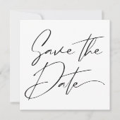 Moderne minimale script kalligrafie zwart bruiloft save the date (Voorkant)