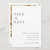 Moderne minimale script Save The Date foto Kaart (Voorkant / Achterkant)
