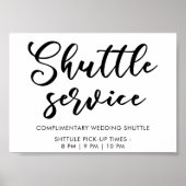 Moderne minimale Script Shuttle Service Trouwbord Poster (Voorkant)