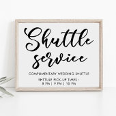 Moderne minimale Script Shuttle Service Trouwbord Poster