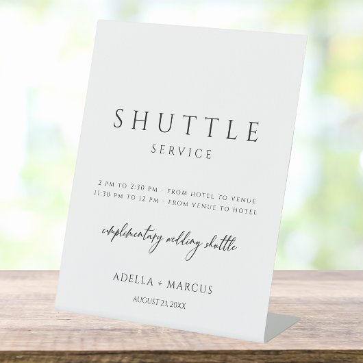 Moderne minimale Script Shuttle Service Trouwbord Reclamebord Met Voetstuk