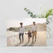 Moderne minimale script vakantie foto feestdagenkaart (Staand voorkant)