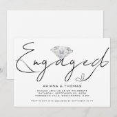 Moderne Minimale Script Verloving Feest Kaart (Voorkant / Achterkant)