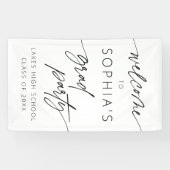 Moderne minimale script welkom afstudeerfeest spandoek (Horizontaal)
