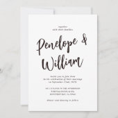 Moderne minimale script zwart-witbruiloft kaart (Voorkant)