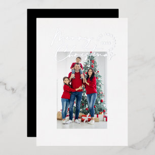 Moderne, minimale scripttypografie 1 foto-Kerstmis Folie Feestdagenkaart