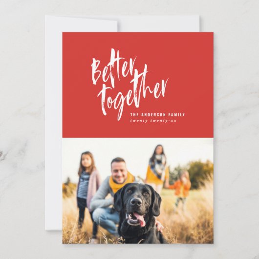 Moderne minimale scriptvakantiefoto feestdagenkaart (Voorkant)