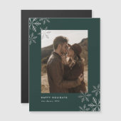 Moderne, minimale Silver Snowflakes Holiday Card (Voorkant / Achterkant)