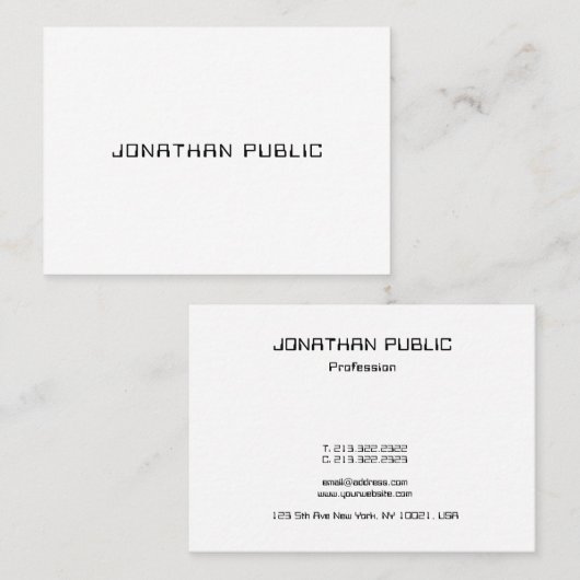 Moderne, minimale Sjabloon Professional Luxe Top Visitekaartje (Voorkant / Achterkant)