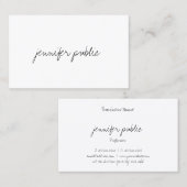 Moderne, minimale Sjabloon voor Elegant handscript Visitekaartje (Voorkant / Achterkant)