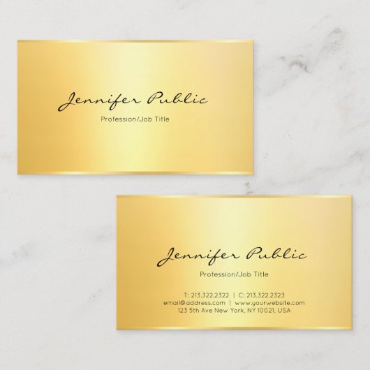Moderne, minimale Sjabloon voor Faux Gold-certific Visitekaartje (Voorkant / Achterkant)