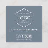 Moderne minimale sociale media QR-code stoffig bla Vierkante Visitekaartje (Voorkant)