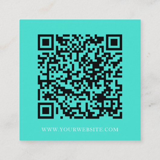 Moderne minimale sociale media QR-code turquoise Vierkante Visitekaartje (Achterkant)