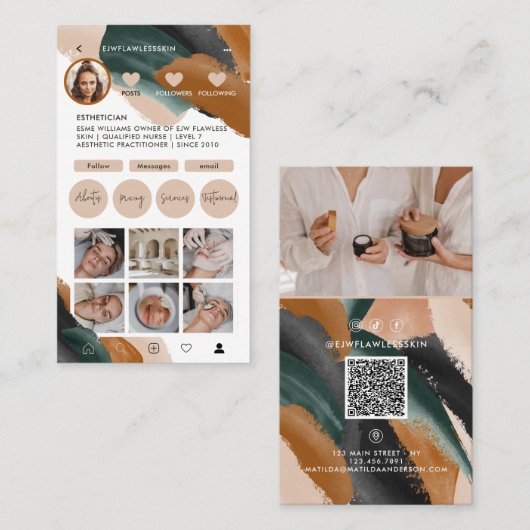 Moderne minimale stijlvolle multi foto QR CODE Bus Visitekaartje (Voorkant / Achterkant)