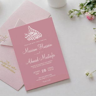 Moderne minimale stoffige roze islamitische Nikah Kaart
