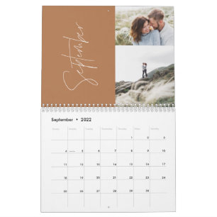 Moderne minimale terracotta 2-fotofamilie elegant kalender