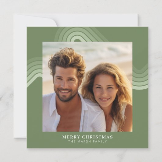 Moderne minimale tinten van Jeneverbesstrepen - Fo Feestdagenkaart (Voorkant)