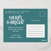 Moderne, minimale traditionele blauwgroen kerst folie feestdagen briefkaart (Achterkant)