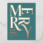 Moderne, minimale traditionele blauwgroen kerst folie feestdagen briefkaart (Voorkant)