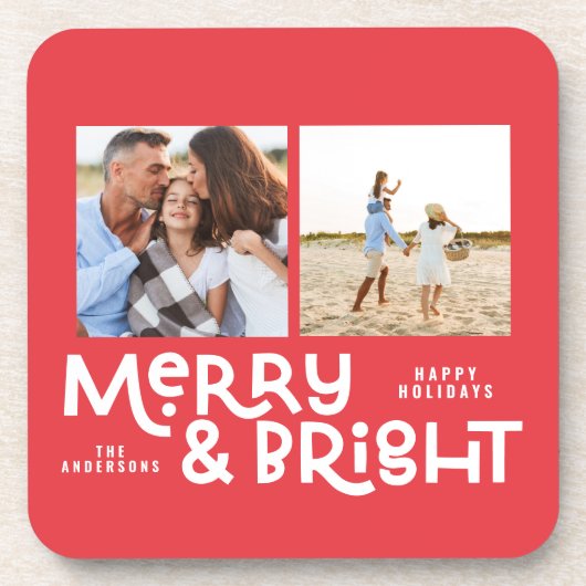 Moderne, minimale typografie 2 met kerstmis bier onderzetter (Voorkant)