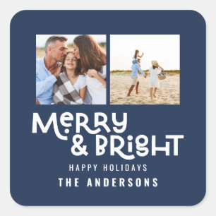 Moderne, minimale typografie 2 met kerstmis vierkante sticker