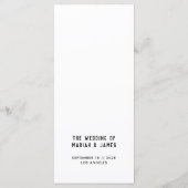 Moderne minimale Typografie Black White Wedding Menu (Achterkant)