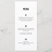 Moderne minimale Typografie Black White Wedding Menu (Voorkant)