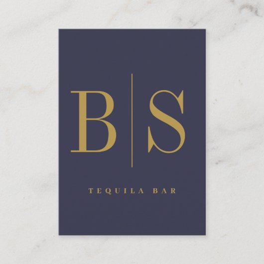 Moderne minimale Typografie Blue & Gold Visitekaartje (Voorkant)