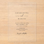 Moderne, minimale, typografie, bruiloft acryl uitnodigingen (Voorkant)