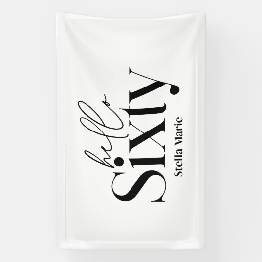 Moderne minimale typografie eenvoudige 60e verjaar spandoek (Verticaal)