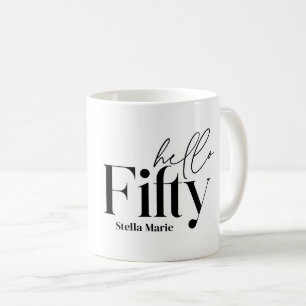 Moderne minimale typografie foto 50e verjaardag koffiemok