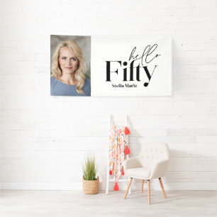 Moderne minimale typografie foto 50e verjaardag spandoek