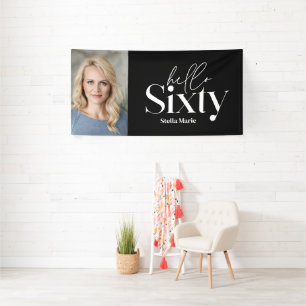 Moderne minimale typografie foto 60e verjaardag spandoek