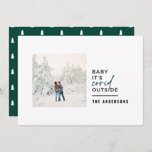 Moderne, minimale typografie-foto's baby zijn onbu feestdagenkaart