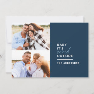 Moderne, minimale typografie-foto's baby zijn onbu feestdagenkaart