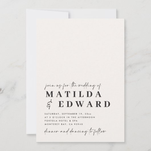 Moderne, minimale typografie, gewaagd script bruil (Voorkant)