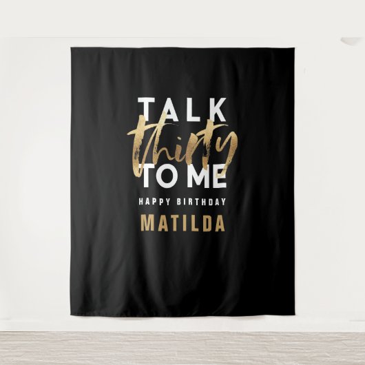 Moderne minimale typografie gouden script 30 verja wandkleed (Voorkant)