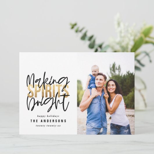 Moderne, minimale typografie met kerst feestdagenkaart (Staand voorkant)