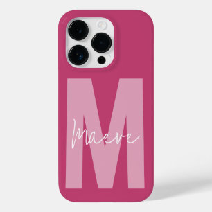 Moderne minimale typografie monogram roze girly Case-Mate iPhone 14 pro hoesje
