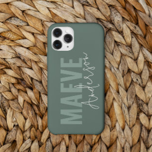 Moderne minimale typografie salie groen elegant Case-Mate iPhone 14 pro hoesje
