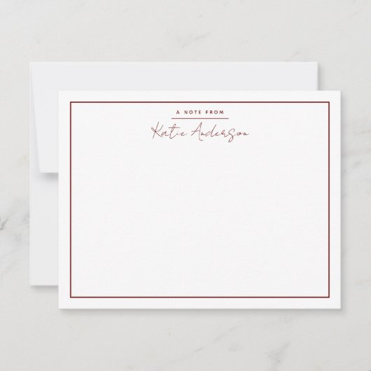 Moderne minimale Typografie Script Maroon Note Kaa Notitiekaartje (Voorkant)
