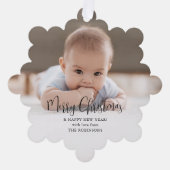 Moderne minimale typografie Vrolijk kerstfeest 2 F Ornament Kaart (Voorkant)