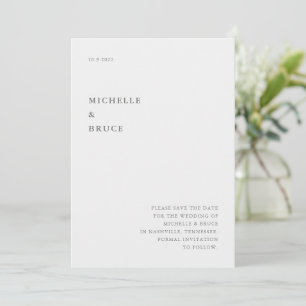 Moderne Minimale Typografie Zwart-wit Bruiloft Save The Date