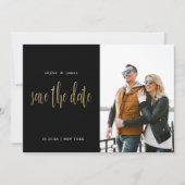 Moderne minimale Typografische Foto zwart Save The Date (Voorkant)