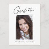 Moderne minimale unieke inktscript Afstuderen foto Briefkaart (Voorkant)