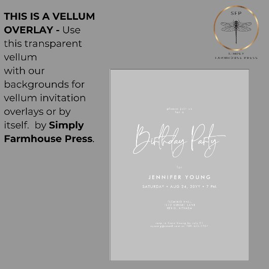 Moderne minimale verjaardag transparant vellum uitnodigingen