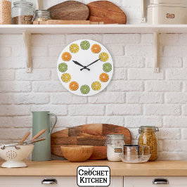 Moderne minimale verse gehaakte citrusschijfjes grote klok