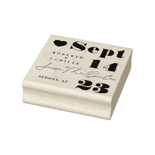 Moderne minimale vetgedrukte bruiloft Bewaar de da Rubberstempel