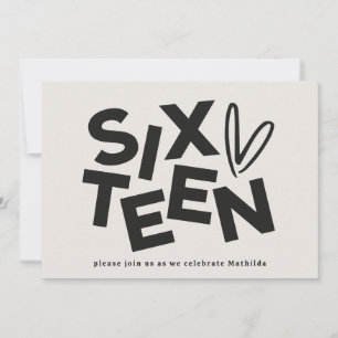 Moderne minimale vette typografie 16e verjaardag kaart