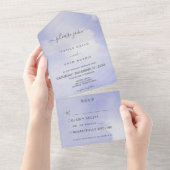 Moderne minimale Waterverf Periwinkle Geen avondet All In One Uitnodiging (Afscheurbaar)